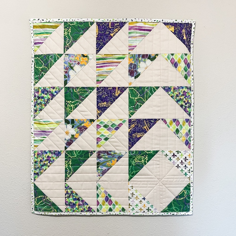 Mardi Gras Quilted Wall Hanging, Wall Quilt, Mardi Gras Art, New Orleans Art